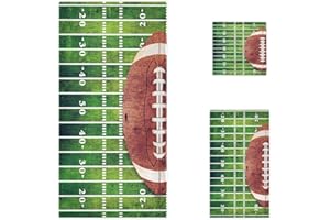 Naanle Stylish American Football Field and Ball Soft Luxury Decorative Set of 3 Towels, 1 Bath Towel+1 Hand Towel+1 Washcloth, Multipurpose for Bathroom, Hotel, Gym, Spa and Beach
