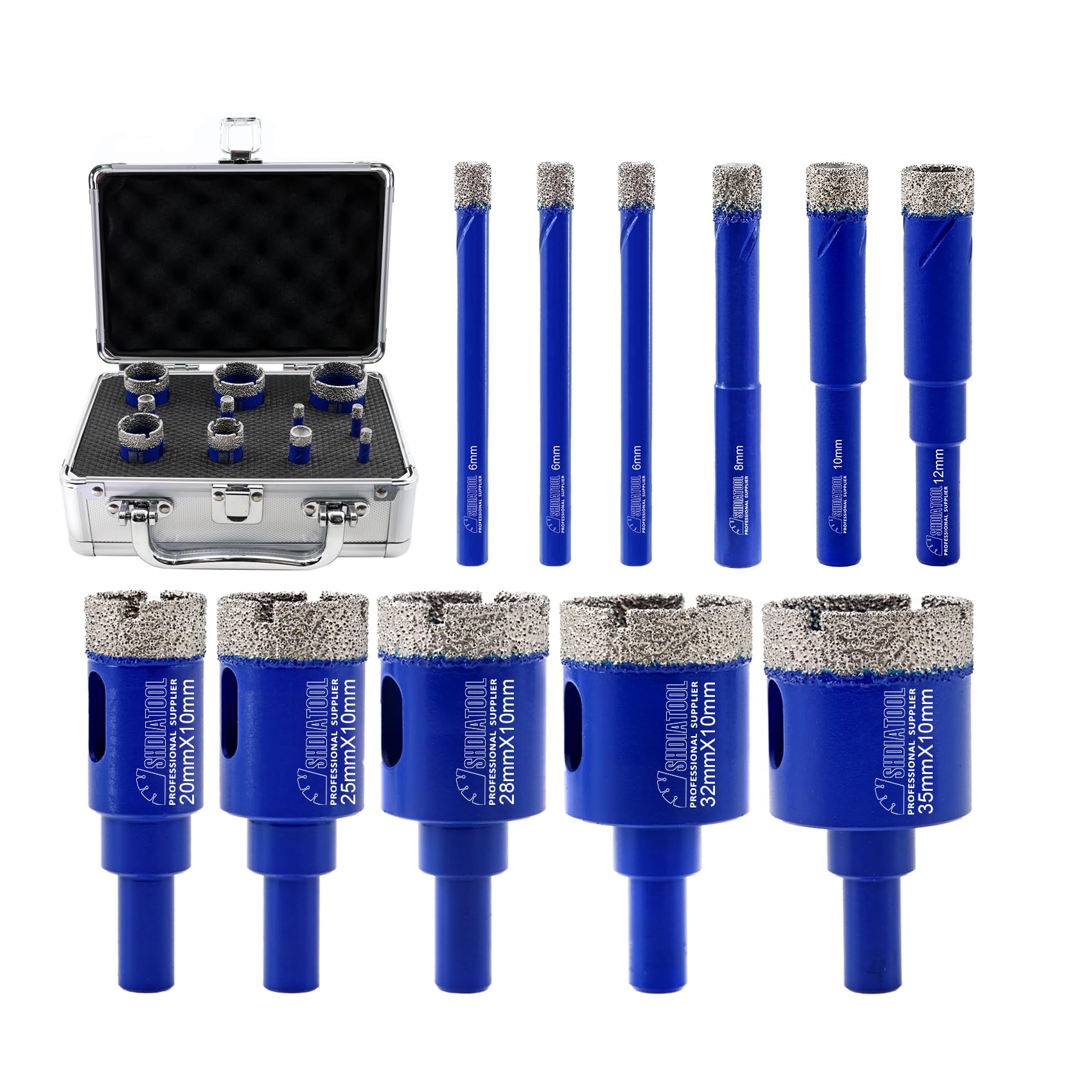 SHDIATOOL Diamond Core Drill Bits Set Diamond Finger Bits Chamfer Bits Hole Saw Tile Cutter for Porcelain Tile Marble Ceramic Granite,6/6/6/8/10/12/20/25/28/32/35mm