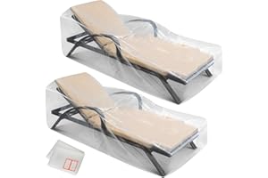 STORAGE STANDARD 2-Pack Waterproof Outdoor Chaise Lounge Covers for Patio Furniture - Reusable & Heavy-Duty Clear Plastic Outdoor Furniture Covers Waterproof for Lounge Chairs, 84" x 32" x 32"