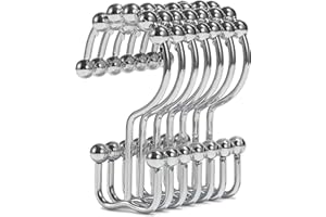 Shower Curtain Hooks, Goowin Shower Curtain Rings, Stainless Steel Shower Curtain Hooks Rust Proof Free Sliding Double Shower