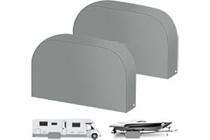 Tuszom Tearproof Anti-UV Dual Wheel Protector for RV, Trailer, Camper,Truck,Cars,Jeeps,Vans,SUV 2 Pack, 900D Solution-Dyed Waterproof Dual Axle Tire Covers Universal Fits 30"-33" Diameter