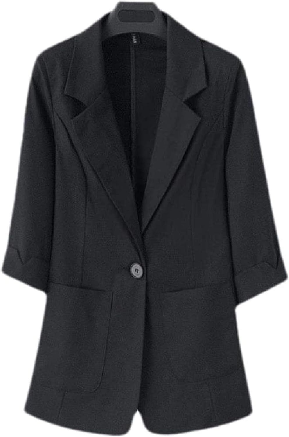 Womens Summer Solid Color Cotton Linen 3/4 Sleeve Formal Work Blazer Jacket Suit Coat Amazon.co