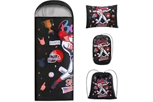 ETGLCOZY Sleeping Bag for Kids Girls Boys, Warm Weather Sleeping Mat with Pillow for Camping Backpacking Hiking Daycare School Travel, Ultralight, Durable, Water-Resistant, Easy Carry and Pack