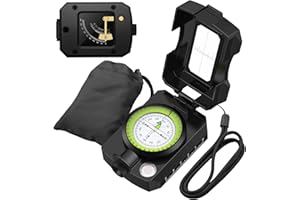 Proster IP54 Hiking Compass with Sighting Clinometer Professional Military Compass Metal Camping Compass Waterproof with Carr