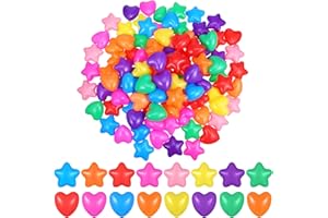 PartyKindom 100 Pcs Star Ball Pit Balls, Colorful Heart-Shaped Ocean Balls Plastic Balls for Kids, Play Balls for Pool Pit Birthday Party Playhouse Play Tent Playpen (No Phthalate &)