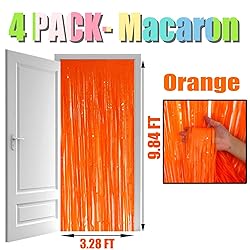 HalloweenDecorate 4 Pack Orange Foil Fringe Curtain