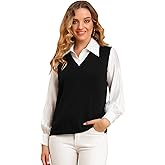 Allegra K Women's V Neck Sweater Vest Knit Pullover Sleeveless Sweater Top