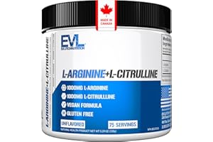 Evlution Nutrition L-Arginine + L-Citrulline - 1000mg L-Arginine + 1000mg L-Citrulline - Vegan & Gluten Free Unflavored Powde