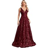 Sleeveless Glitter Sequined Womens Long Formal Gown Aline Prom Dress for Anchorwoman Floor Length Evening Dress