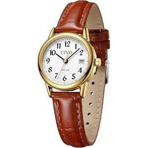 CIVO Small Analog Watches for Women: 25mm Classic Easy Read Dial | Vintage Leather Dress Casual Wear Ladies Watch for Small W