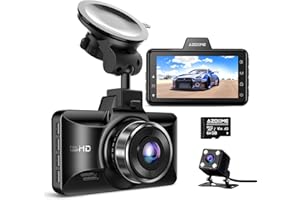 AZDOME M01 Dual Dash Cam Front and Rear with Free 64GB Card, 3" Screen Dual Dashboard Camera for Car, Built-in ADAS G-Sensor, 24H Parking Mode Car Camera (M01 Pro)