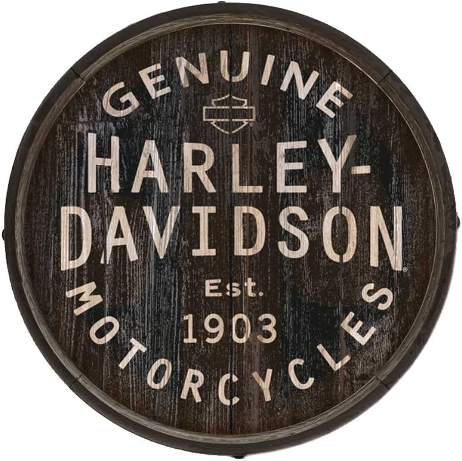 Harley-Davidson Distressed Genuine H-D Logo Barrel End w/Metal Rim, BE-GEN-Harl