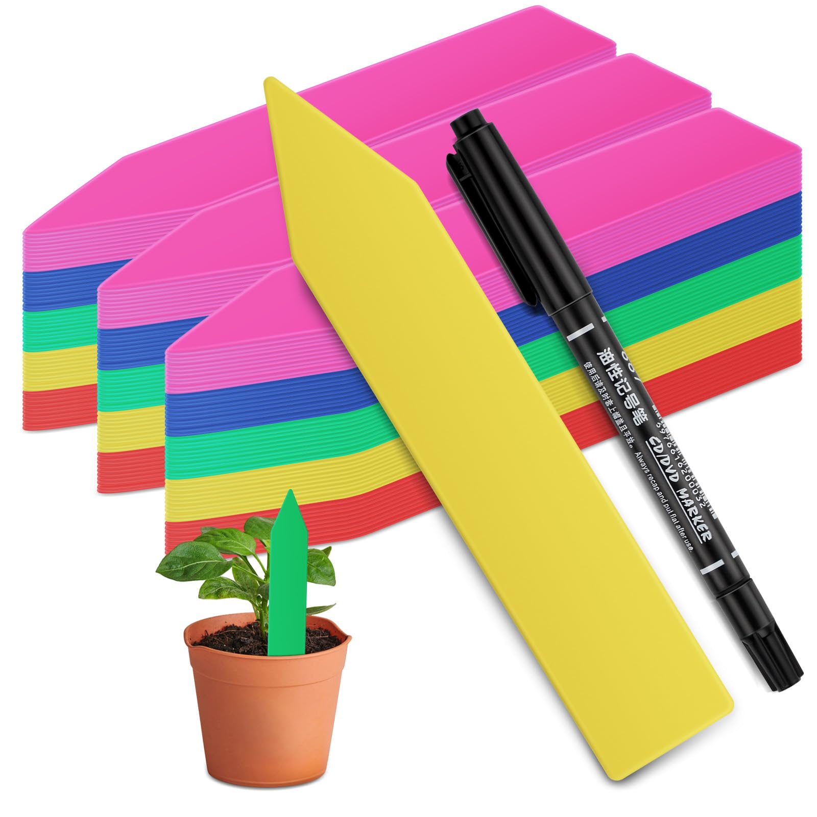Plastic Plant Labels, 150Pcs Plant Tags Garden Plant Markers Plant Labels for Garden Seed Potted Herbs Flowers Vegetables, Multicolor