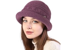 COLORSUN Women Winter Knit 1920s Vintage Bucket Bowler Hat Round Brim Warm Hat