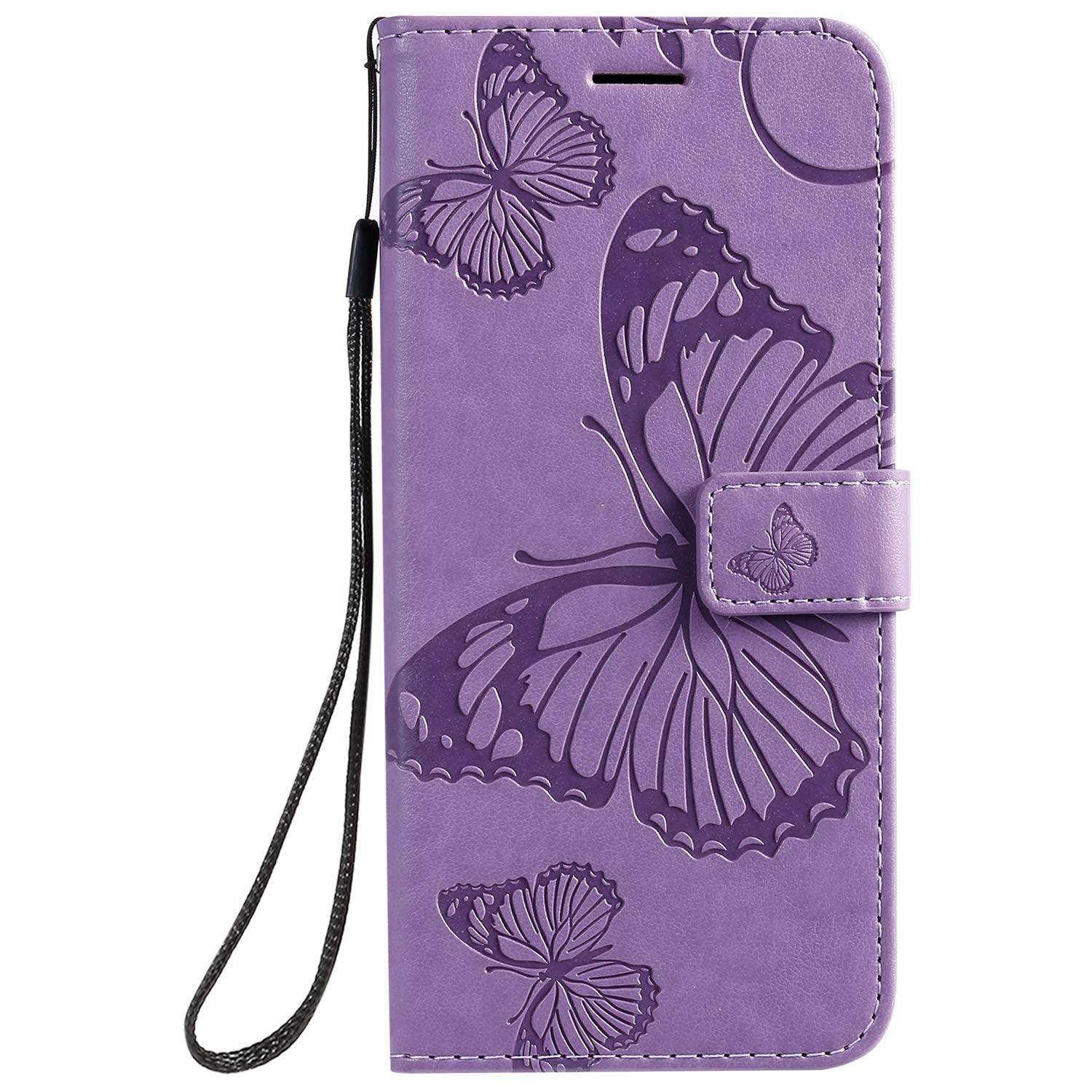 Motorola Moto G50 Case Shockproof Wallet Cover Embossed Butterfly PU Leather Flip Case TPU Bumper Protective Phone Cover for Motorola Moto G50 with Magnetic Closure Card Holder Stand, Purple