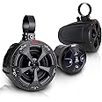 Pyle 2-Way Dual Bluetooth Off-Road Speakers - 4 Inch 800W Marine Waterproof Wakeboard, Full Range Outdoor for ATV, Snow Mobile UTV, Quad, Jeep, Boat PLUTV46BTA, Black