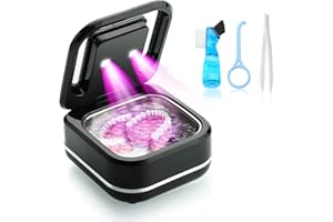 TMEOIIPY Ultrasonic Retainer Cleaner Machine for Denture, Portable Dental Cleaning Pod for Aligner, Mouth Guard, Braces, Sonic Denture Cleaner for All Dental Appliances, 180ML/42kHz Ultrasonic Jewelry Cleaner