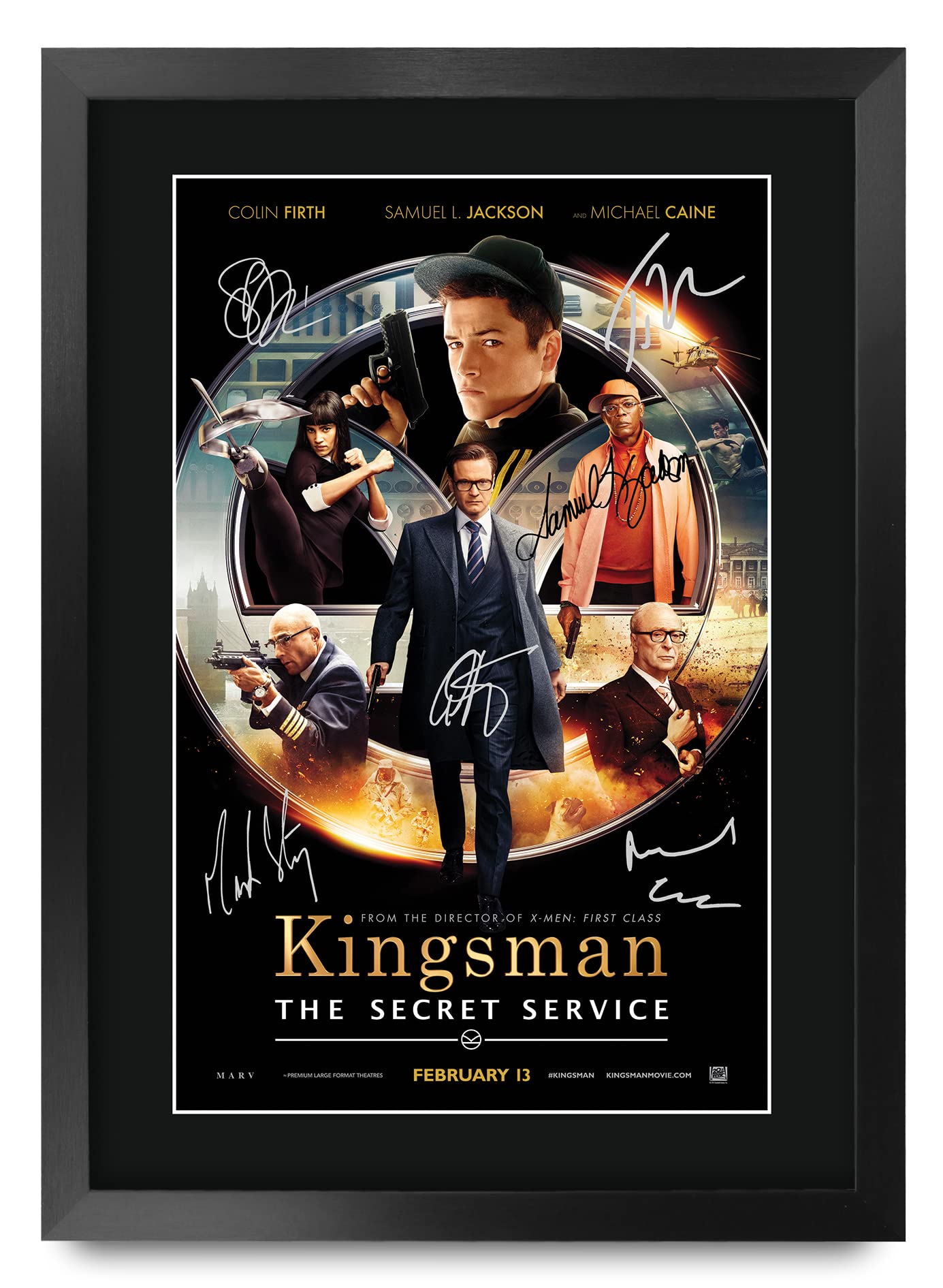 HWC Trading FR A3 Kingsman Taron Egerton, Colin Firth The Secret Service Gifts Printed Poster Signed Autograph Picture for Movie Memorabilia Fans
