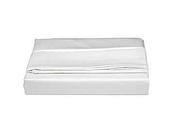 AmazonBasics Bettlaken, Baumwoll-Satin Fadenzahl 400, knitterarm, 280 x 320 + 10 cm - Weiß