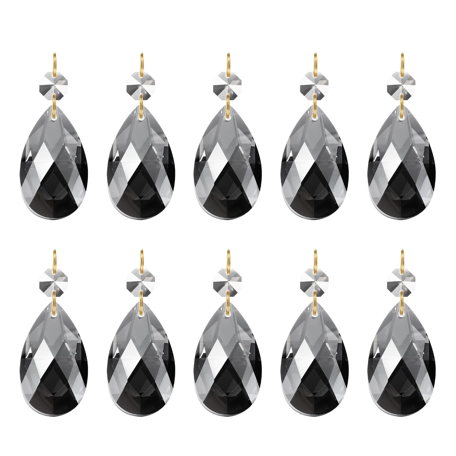 PATIKIL Teardrop Crystal Chandelier Pendants Beads, 10 Pack 60mm Length 38mm Chandelier Prisms Parts Ornaments Hanging Beads for DIY Arts Crafts Decoration, Electroplating Gray