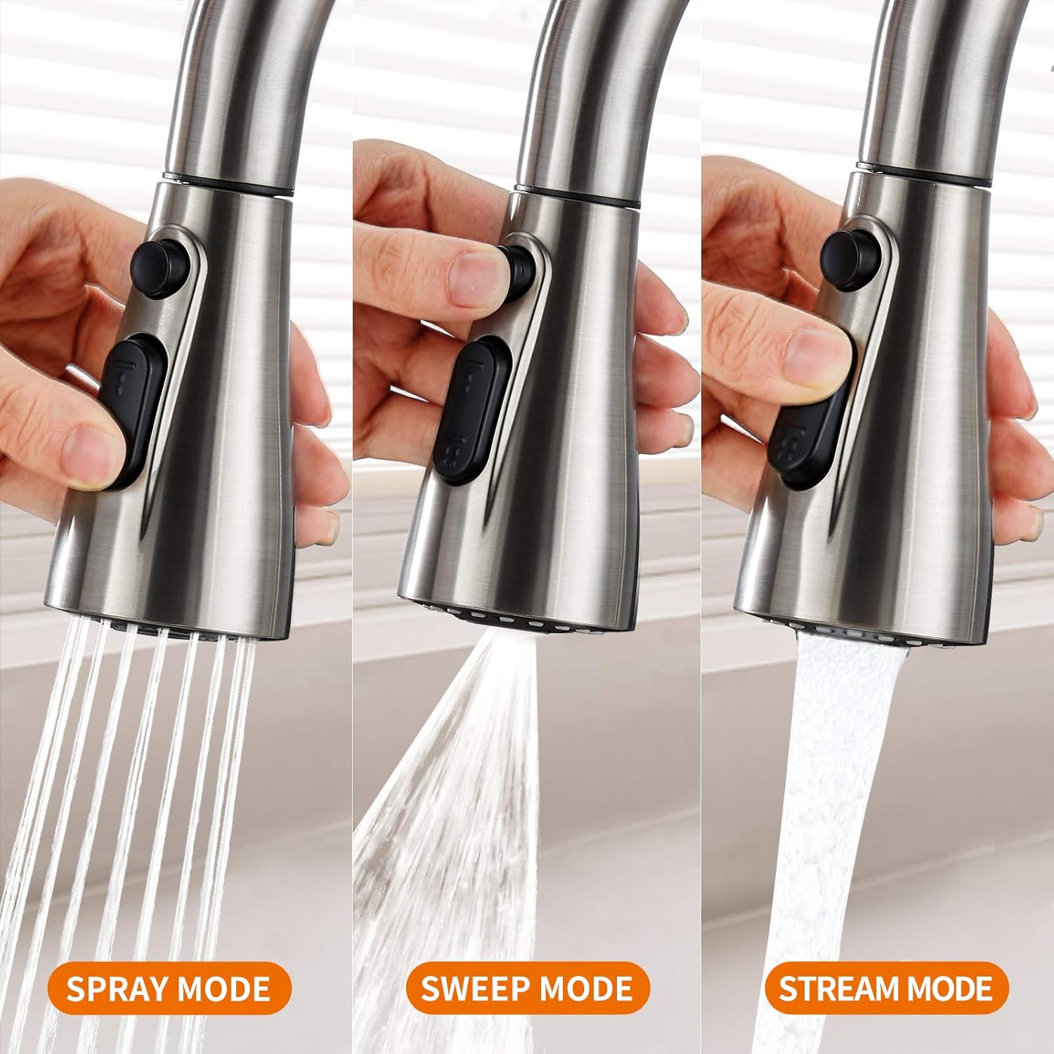 Cobbe Kitchen Sink Faucet, Kitchen Faucet with Sprayer Pull Down Kitchen Faucet Brushed Nickel High Arc Single Handle Lead-free Faucet - - 
