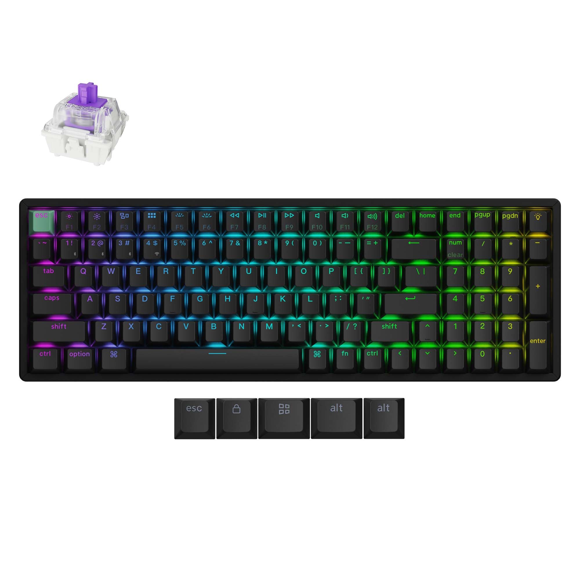Keychron K4 HE QMK Wireless Gaming Custom Mechanical Keyboard, 2.4 GHz/Bluetooth/Wired 96% Layout Hot-Swappable Programmable RGB Backlit Gateron Magnetic Switches for Mac Windows, Black