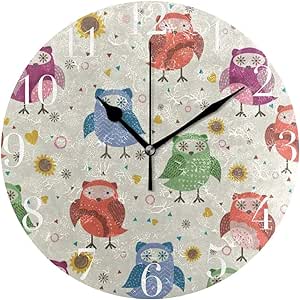 Zseeda Divertido Búho Girasol Floral Silencioso Sin tictac Reloj de