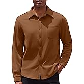 COOFANDY Mens Long Sleeve Button Down Shirt Casual Lightweight Shacket Spring Fall Shirt Jacket Overshirt