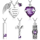 Minicremation 5Pcs Urn Necklace for Ashes for Women Heart Cross Cylinder Cremation Jewelry for ashes of Loved Ones Memorial Keepsake Pendant