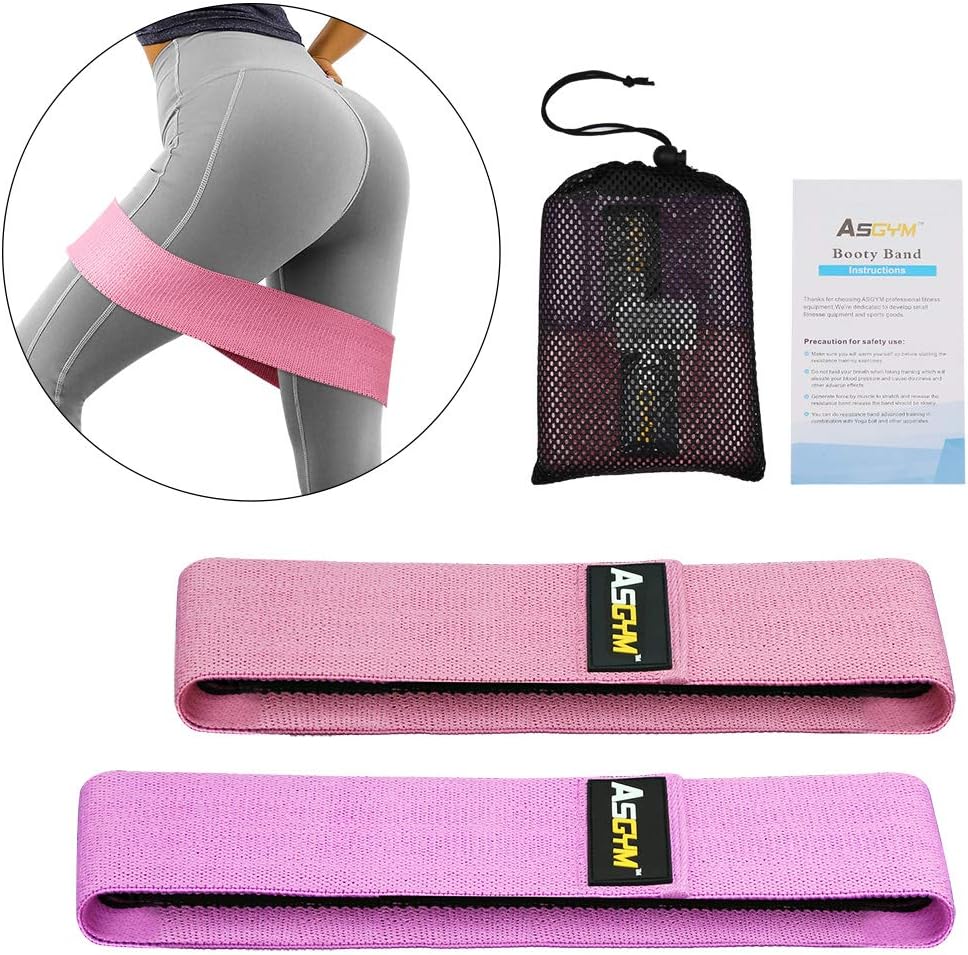 Asgym Resistance Bands for Legs and Butt, Fabric Booty Bands for Women Men Exercise, Heavy Thick Cloth Squat Band Circle Workout Activate Glute and Thighs
