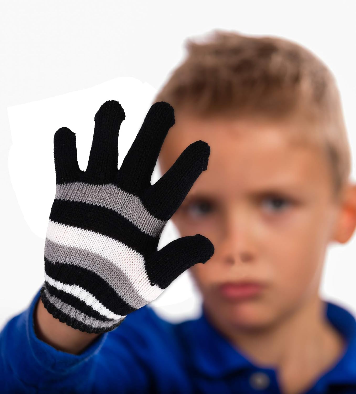 6 Pairs Kids Gloves Winter Warm Gloves Stretch Knit Mittens Children Protective Gloves (Black, Red, Gray): Clothing