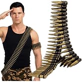Fake Bullet Belt Plastic Army Bandolier Military Costume Accessory Tactical Ammo for Halloween Cosplay Masquerade Stage Performance Party Brown