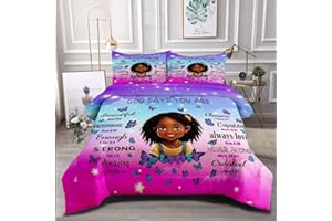 GRAT TIOC Black Girl Comforter Set Twin for Kids Teens,God Says You are Comforter Set for Black Women,Black Girl Magic Bedding Set,African American Girl Bed Bedroom Set
