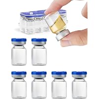 ZWCP 5ml Glass Vials for Injections, Self-Healing Injection Port, Empty Vials for Injections with Sealed Cap (10 Pack)