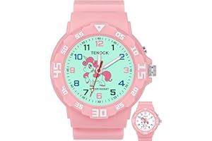 TENOCK Kids Analog Watch for Boys Girls, Dinosaur Unicorn Learn to Tell Time Watch with Night Light, Waterproof, Military Time, Soft Band Watches for Ages 4-10 Great Birthday Gift