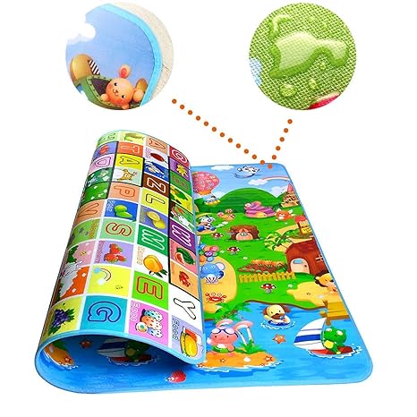 Goank Waterproof Double Side Baby Play Crawl Floor Mat for Kids Picnic School Home (Multicolour, Color and Design May Vary 5 x 6 ft)