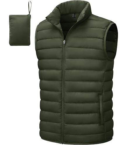 HZCX FASHION Men's V-Neck Button Up Quilted Packable Ultra