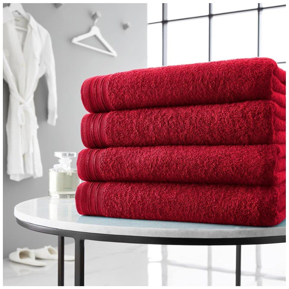 Gaveno Cavailia Luxurious WILSFORD 100% Eyptian Cotton 500 GSM Super Soft Extra Absorbent 4Pk Bath Sheets Set [ 75x135 cm-Red