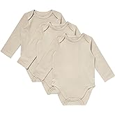 Hanes Unisex Baby Pure Comfort Long Sleeve Bodysuits, Infant Bodysuits, Boys & Girls, 3-pack