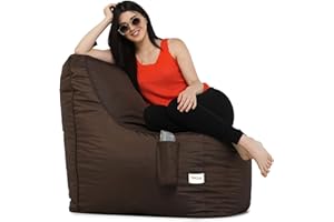 SATTVA CLASSY.ELEGANT.STYLISH SATTVA All Weather Water Resistant Lounger Bean Bag for Adults - Big Bean Bag Covers Only (No Filling), Love Sack Bean Bag Oversized, Washable Ultra Soft Zipper, for Dorm & Family Room (Brown Color)