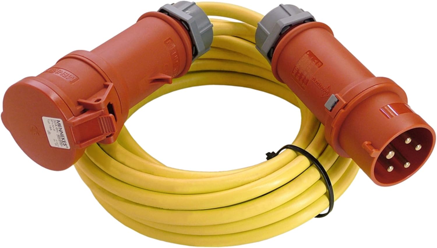 AS - Schwabe CEE Extension 400 V, 32 A, K35 AT-N07 V3V3-F 3G1,5 5G4 with Reversible, IP44 Outdoor Use, Yellow Gelb, 60708