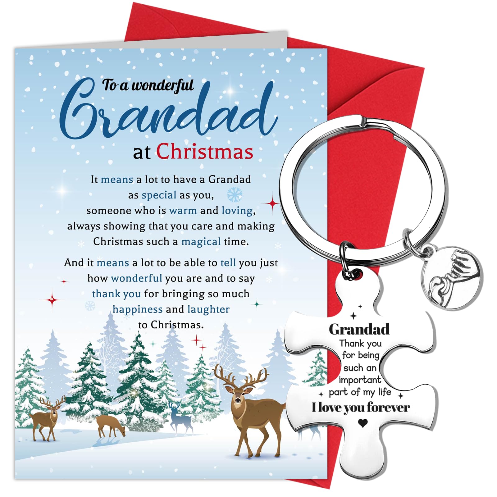 HOWAF Grandad Christmas Card, Xmas Card Grandad Gifts & Keyring, Gifts for Christmas