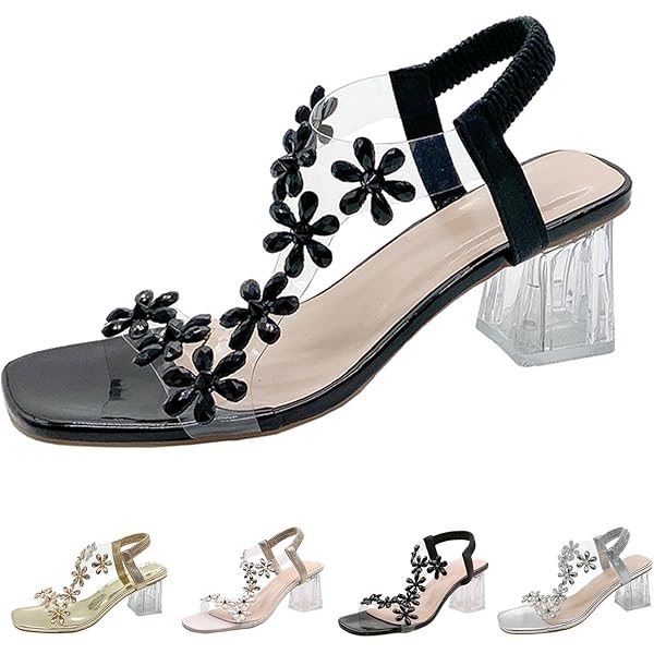 fiorina＊ Amazon.com | Fraha Womens Flower Rhinestone Block Heel