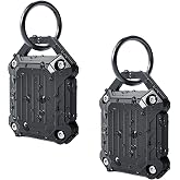 Dovick- Waterproof Airtag Keychain Holder Case,Screw Full Cover Compatible with Apple Air Tag Tracker Key Ring (Black 2Pack)