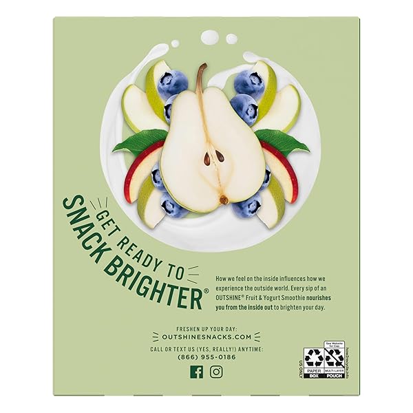 OUTSHINE FRUIT & YOGURT SMOOTHIE BLUEBERRY PEAR, SMOOTHIE POUCH, YOGURT POUCH, 4PK 3.5 OZ
