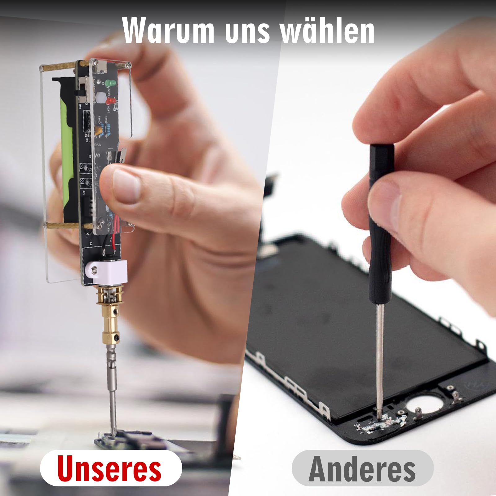 Mini Elektro Schraubendreher Löt Bausatz, ElektoLoter DIY Hand- Elektroschrauber Lötbausätze mit 2 Schrauberbits, STEM Elektronik Bausatz für Zuhause, Schule Lernen 5
