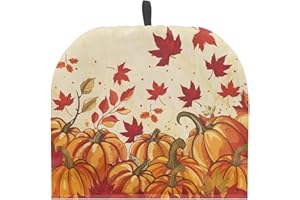 YUVAMAGIMO Pumpkin Fall Tea Cozy for Teapot Insulated Tea Pot Warmer Teapot Cover Cotton Lining Teapot Dust Cover with Hanging Loop for Thanksgiving Kitchen Decor