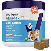 Vetnique Glandex Anal Gland Soft Chew Treats with Pumpkin for Dogs Digestive Enzymes, Probiotics Fiber Supplement for Dogs Boot The Scoot (Peanut Butter Chews, 60 Count)