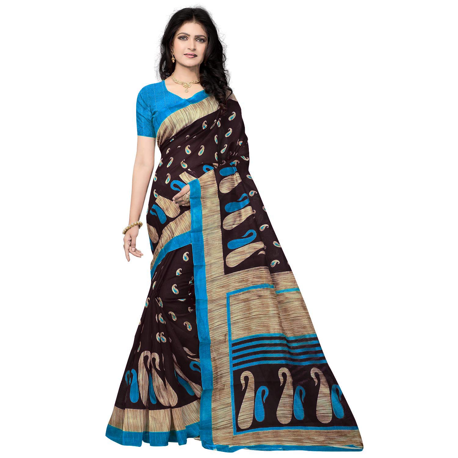 vimalnath synthetics saree bhagalpuri saree with blouse piece