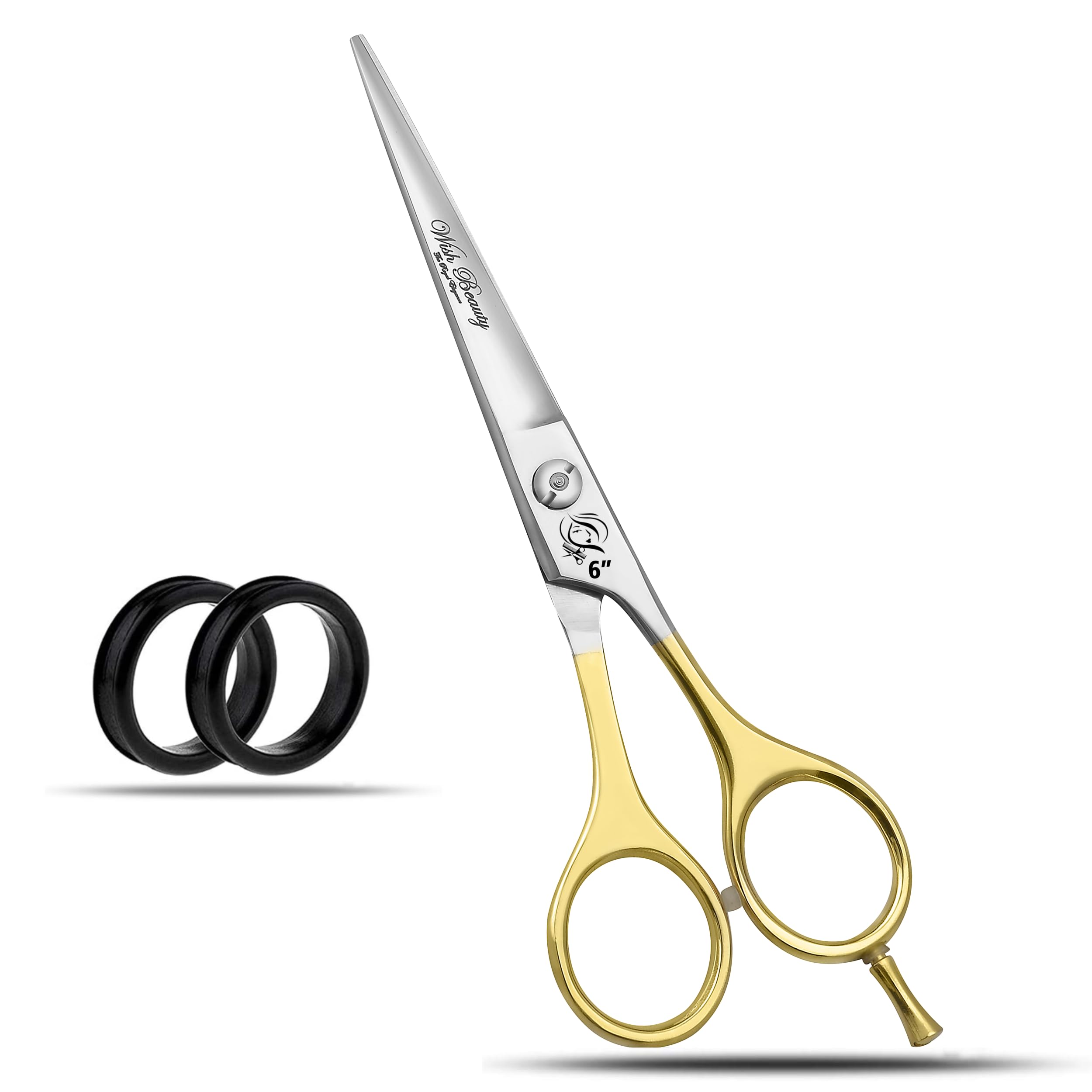 Wishbeauty, Hairdressing Scissors for Hair Cutting - Stainless Steel 6 inch Hair Scissors with Sharp Edge Hair Cutting Scissors - Barber Scissors with Pouch for Salon, Home, Men, Women - 6 inch